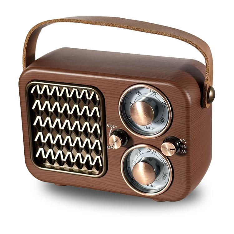 Radio multifonctionnelle rétro, enceinte Bluetooth, décoration audio portative, motif vagues, rayures horizontales, surface tissée, grille verticale