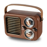 Radio multifonctionnelle rétro, enceinte Bluetooth, décoration audio portative, motif vagues, rayures horizontales, surface tissée, grille verticale