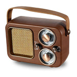 Radio multifonctionnelle rétro, enceinte Bluetooth, décoration audio portative, motif vagues, rayures horizontales, surface tissée, grille verticale