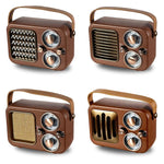 Radio multifonctionnelle rétro, enceinte Bluetooth, décoration audio portative, motif vagues, rayures horizontales, surface tissée, grille verticale