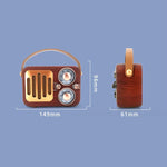 Radio multifonctionnelle rétro, enceinte Bluetooth, décoration audio portative, motif vagues, rayures horizontales, surface tissée, grille verticale