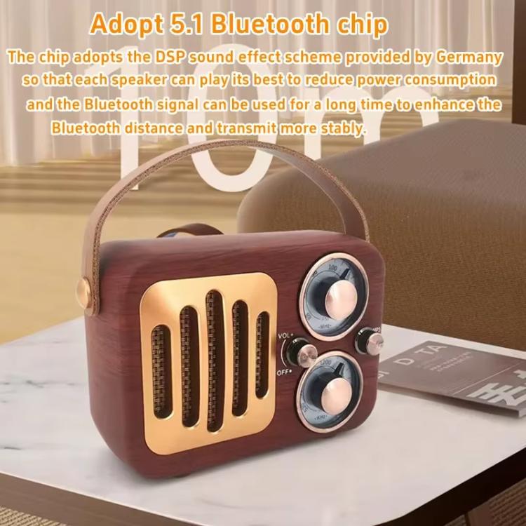 Radio multifonctionnelle rétro, enceinte Bluetooth, décoration audio portative, motif vagues, rayures horizontales, surface tissée, grille verticale