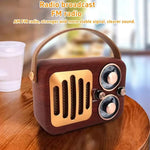 Radio multifonctionnelle rétro, enceinte Bluetooth, décoration audio portative, motif vagues, rayures horizontales, surface tissée, grille verticale