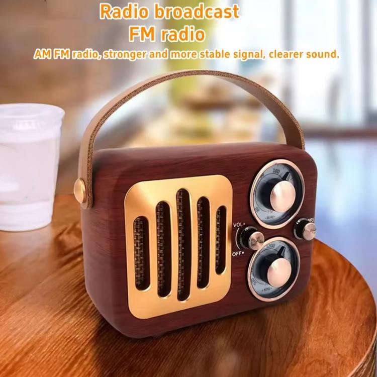 Radio multifonctionnelle rétro, enceinte Bluetooth, décoration audio portative, motif vagues, rayures horizontales, surface tissée, grille verticale