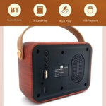 Radio multifonctionnelle rétro, enceinte Bluetooth, décoration audio portative, motif vagues, rayures horizontales, surface tissée, grille verticale