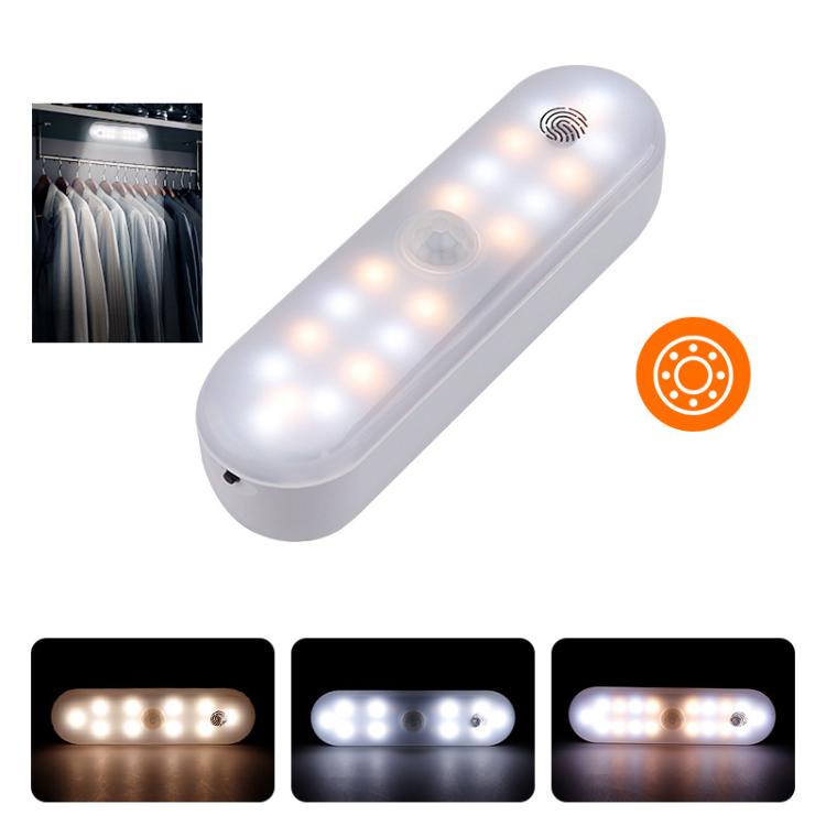 Lampe d'armoire LED magnétique avec détecteur de mouvement, rechargeable, 20 LED, 3 températures de couleur, A68-3A-11cm