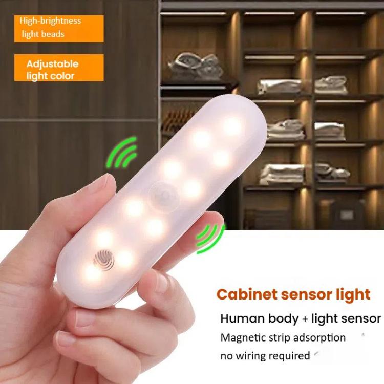 Lampe d'armoire LED magnétique avec détecteur de mouvement, rechargeable, 20 LED, 3 températures de couleur, A68-3A-11cm