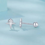SCE1117-A Boucles d'oreilles étoile en argent sterling 925 plaqué platine avec zircon