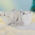Boucles d'oreilles flocon de neige scintillantes en argent sterling S925 plaqué platine et zircon