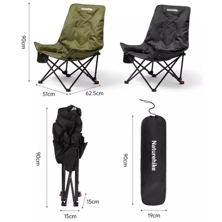 Chaise de camping pliante Naturehike avec dossier haut et assise en forme de lune