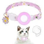 Pour housse de protection en silicone AirTag 2e génération / AirTag 1re génération, avec petite marguerite, collier pour animaux de compagnie, collier de chien avec clochette et film de protection avant et arrière