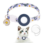 Pour housse de protection en silicone AirTag 2e génération / AirTag 1re génération, avec petite marguerite, collier pour animaux de compagnie, collier de chien avec clochette et film de protection avant et arrière