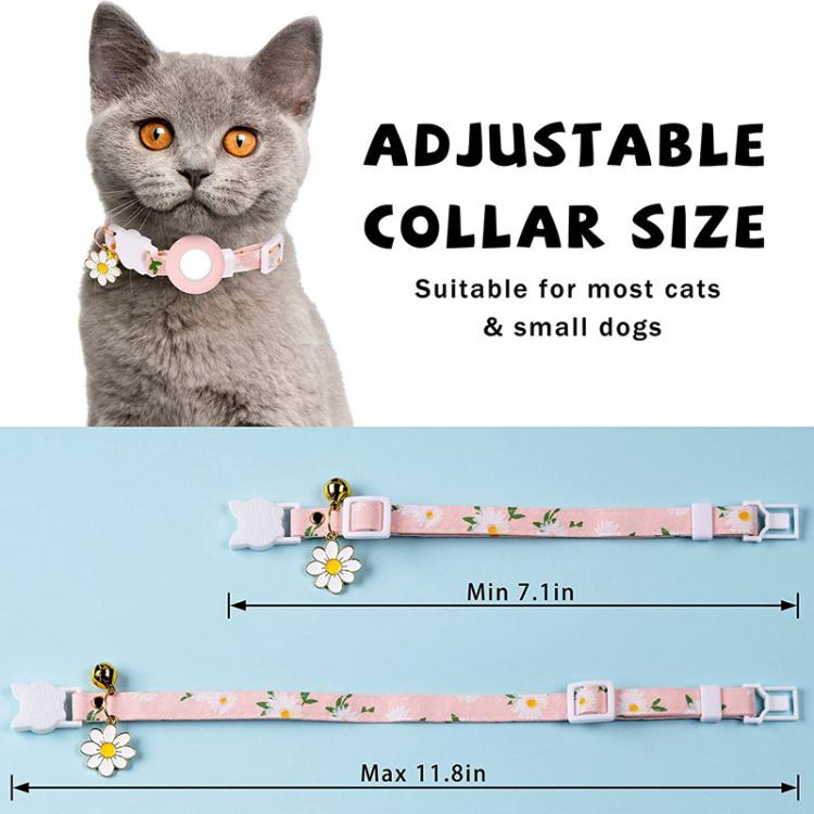 Pour housse de protection en silicone AirTag 2e génération / AirTag 1re génération, avec petite marguerite, collier pour animaux de compagnie, collier de chien avec clochette et film de protection avant et arrière