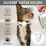 Pour housse de protection en silicone AirTag 2e génération / AirTag 1re génération, avec petite marguerite, collier pour animaux de compagnie, collier de chien avec clochette et film de protection avant et arrière
