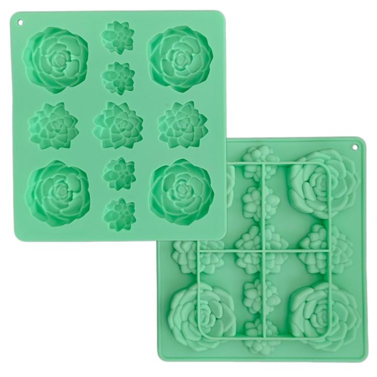Moule à chocolat en silicone en forme de succulentes à 11 cavités, moule à pâtisserie pour gâteaux en fondant, en forme de succulentes