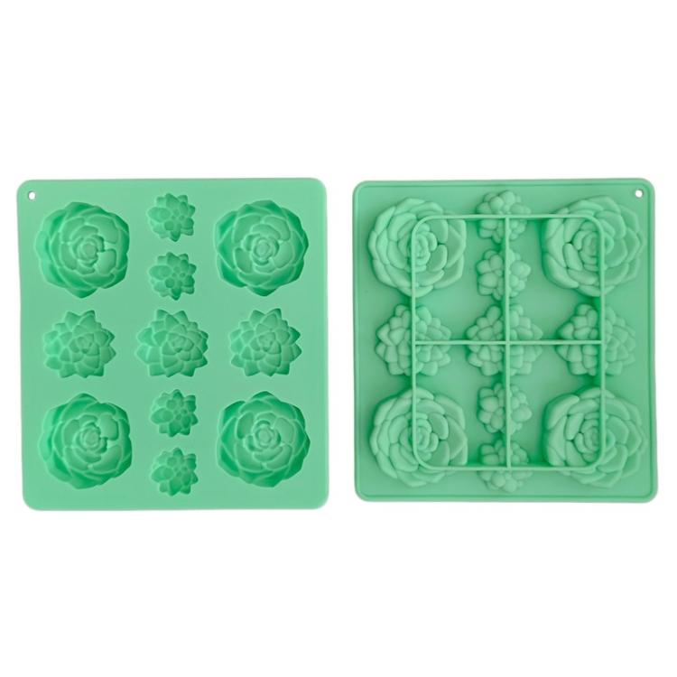 Moule à chocolat en silicone en forme de succulentes à 11 cavités, moule à pâtisserie pour gâteaux en fondant, en forme de succulentes