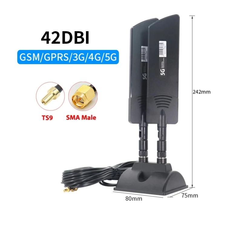 Antenne externe routeur 5G 42 dBi pour extérieur portée longue booster de signal WiFi, SMA mâle noir, TS9 noir, SMA mâle blanc, TS9 blanc