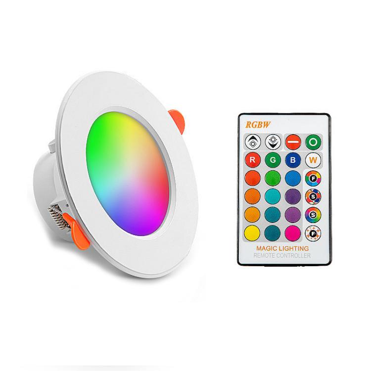 Plafonnier Encastrable Rond RVB+Lumière Blanche Dimmable Avec Télécommande, Télécommande IR 10W 220V, Télécommande IR 10W 85-265V, Télécommande IR 15W 220V, Télécommande IR 15W 85-265V