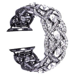 Petaled Metal Diamond Wristband Strap For Apple Watch Series 9 / 8 / 7 / 6 / SE / 5 / 4 / 3, 1215 Silver, 1202 Silver, 1215 Black, 1202 Black, 1215 Rose Gold, 1202 Rose Gold, 1202 Rose Gold Red, 1215 Gold