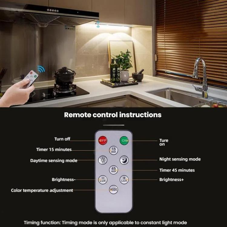 Barre lumineuse rechargeable à détecteur de mouvement pour armoire, avec télécommande, 20cm, 30cm, 40cm, 60cm, 80cm