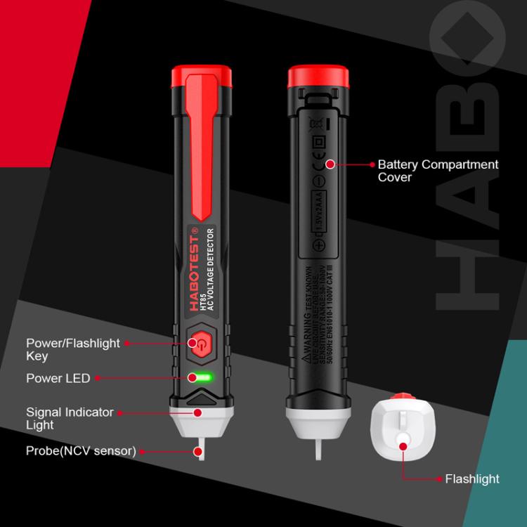 Testeur d'électricité sans contact HABOTEST HT85 détecteur de tension AC, HT85