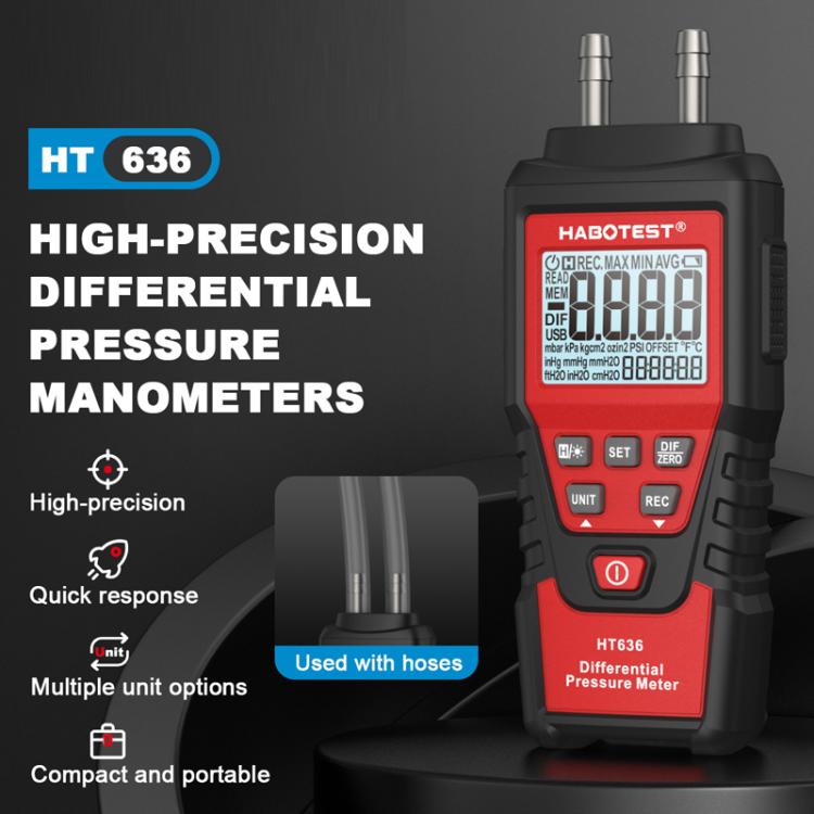 Manomètre différentiel haute précision HABOTEST HT636 testeur numérique de micro-pression, HT636