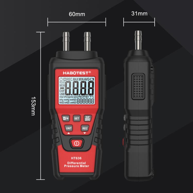 Manomètre différentiel haute précision HABOTEST HT636 testeur numérique de micro-pression, HT636