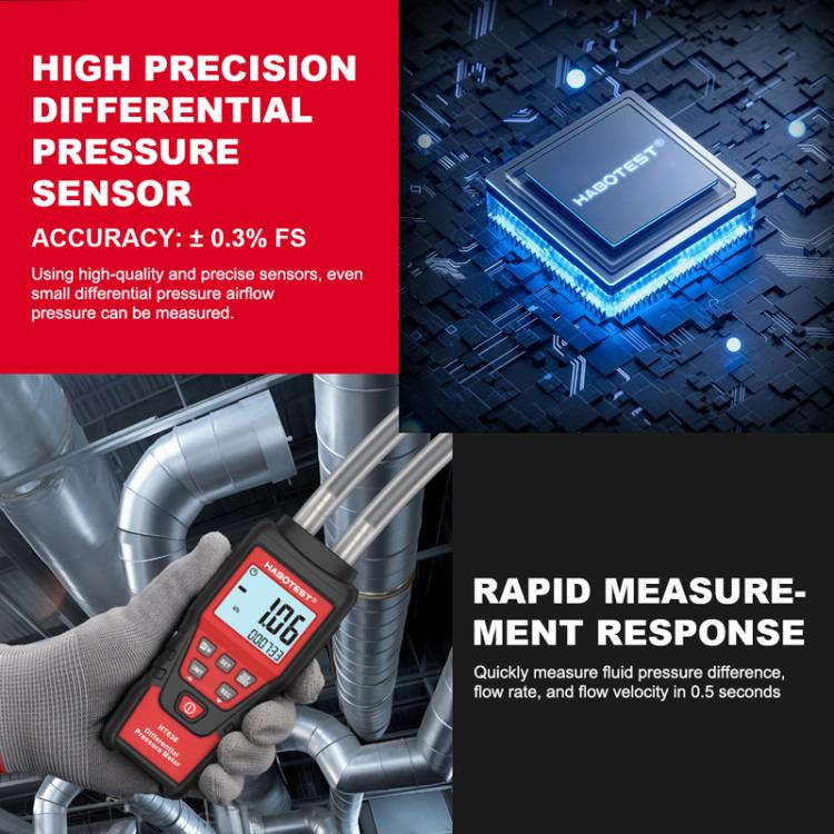 Manomètre différentiel haute précision HABOTEST HT636 testeur numérique de micro-pression, HT636