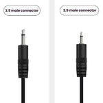 Câble mono 2 broches AUX tête simple câble audio haut-parleur cordon d'alimentation audio, longueur : 25 cm, mâle 2,5 mm, femelle 2,5 mm, mâle 3,5 mm, femelle 3,5 mm