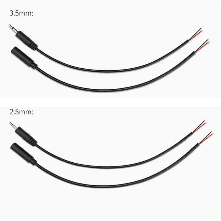 Câble mono 2 broches AUX tête simple câble audio haut-parleur cordon d'alimentation audio, longueur : 25 cm, mâle 2,5 mm, femelle 2,5 mm, mâle 3,5 mm, femelle 3,5 mm