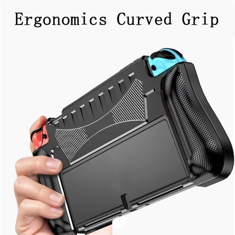 Coque de protection intégrée en TPU pour console OLED Switch avec 2 emplacements pour cartes de jeu