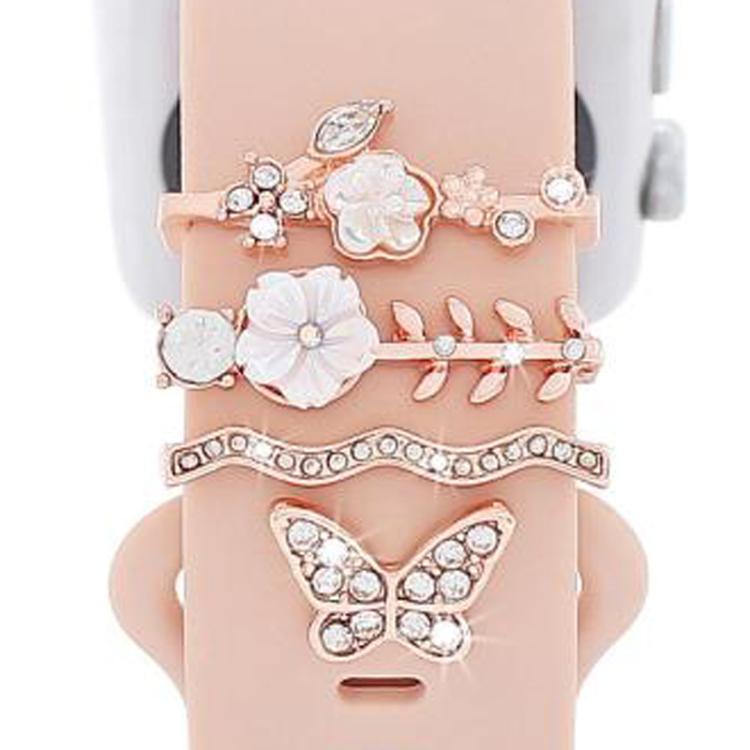 Ensemble de 4 pièces / Bracelet de montre intelligente en silicone de 22 mm de largeur, anneau décoratif en métal, accessoires