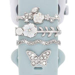 Ensemble de 4 pièces / Bracelet de montre intelligente en silicone de 22 mm de largeur, anneau décoratif en métal, accessoires