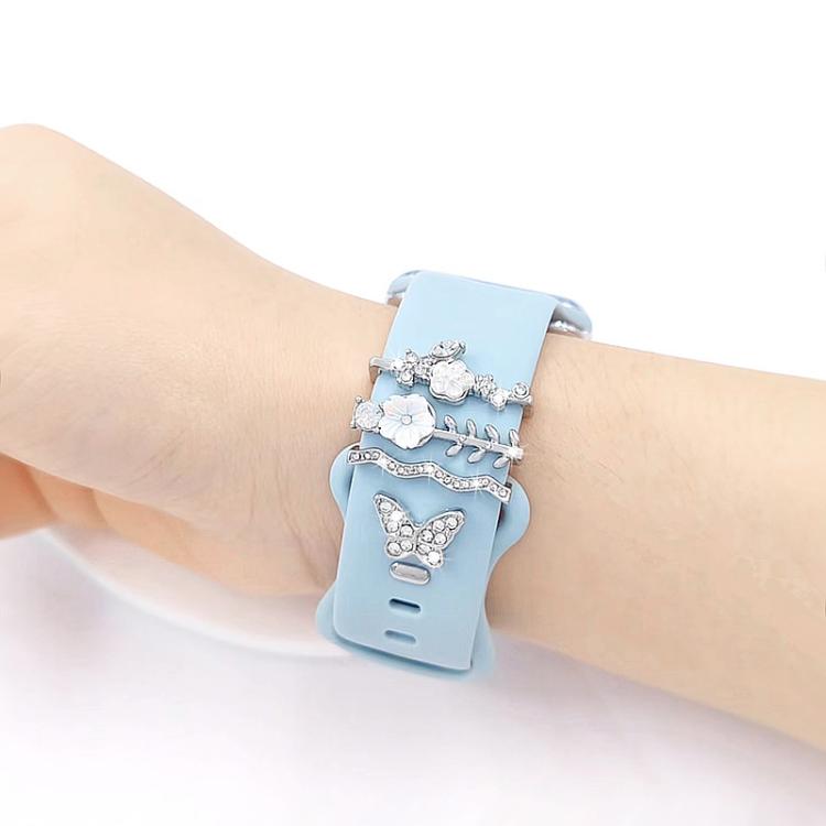 Ensemble de 4 pièces / Bracelet de montre intelligente en silicone de 22 mm de largeur, anneau décoratif en métal, accessoires