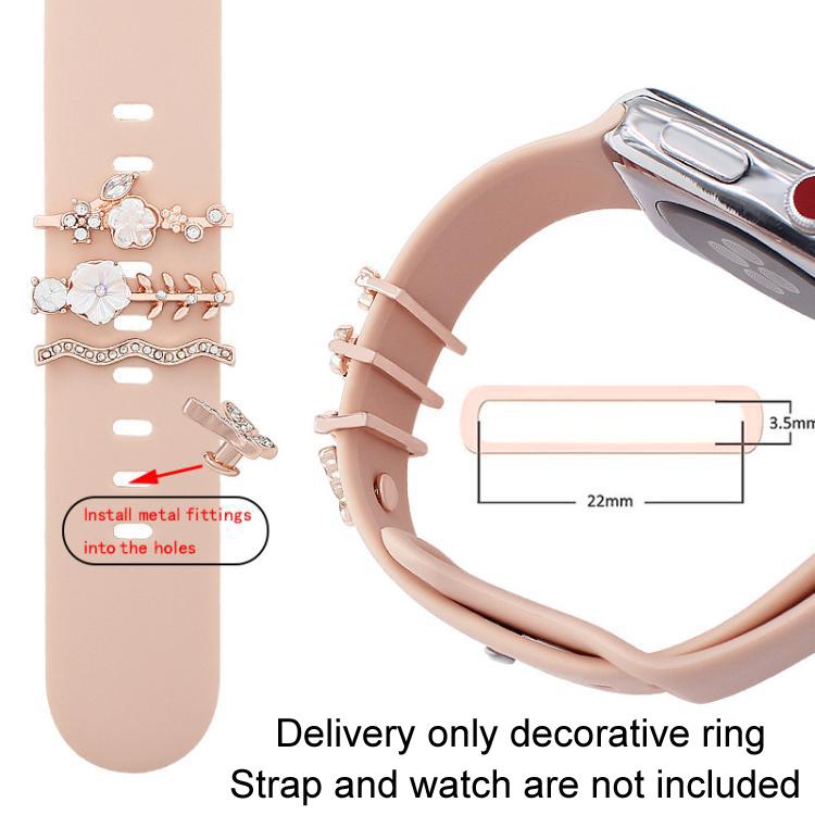 Ensemble de 4 pièces / Bracelet de montre intelligente en silicone de 22 mm de largeur, anneau décoratif en métal, accessoires