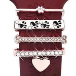 Lot de 5 bracelets en silicone pour montre connectée (largeur 20 mm), avec anneaux décoratifs en métal : or 1, argent 2, or rose 3, or rose 4, argent 5, or rose 6, or 7, or rose 8, or 9
