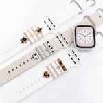 Lot de 5 bracelets en silicone pour montre connectée (largeur 20 mm), avec anneaux décoratifs en métal : or 1, argent 2, or rose 3, or rose 4, argent 5, or rose 6, or 7, or rose 8, or 9