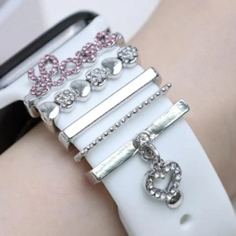 Bracelet de montre connectée 5 pièces / lot, largeur 21 mm, anneau décoratif avec lettre LOVE, accessoires en métal