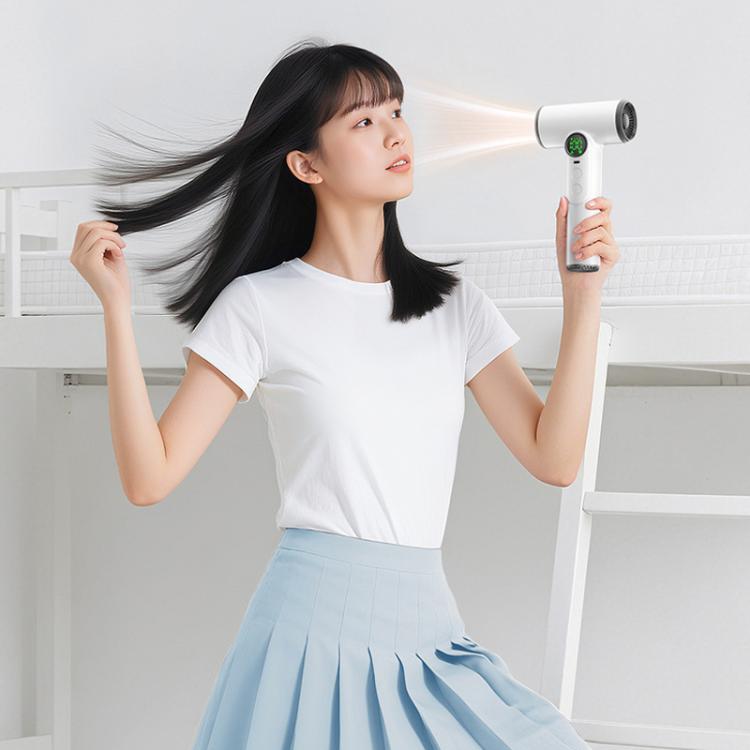 Sèche-cheveux sans fil avec moteur haute vitesse de 30 000 tr/min, air froid/chaud réglable sur 100 niveaux, batterie longue durée de 15 600 mAh