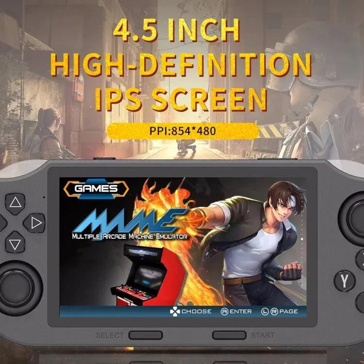 Console de jeu portable SF3000 avec écran IPS de 4,5 pouces, 64 Go de mémoire interne et 20 000 jeux intégrés, SF3000 avec 2 poignées