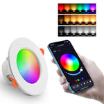 Plafonnier intelligent Tuya Bluetooth rond encastré RGBCW à couleurs changeantes, dimmable, Tuya Bluetooth 10W 85-265V