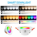 Plafonnier intelligent Tuya Bluetooth rond encastré RGBCW à couleurs changeantes, dimmable, Tuya Bluetooth 10W 85-265V