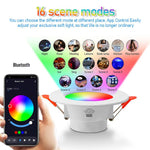 Plafonnier intelligent Tuya Bluetooth rond encastré RGBCW à couleurs changeantes, dimmable, Tuya Bluetooth 10W 85-265V