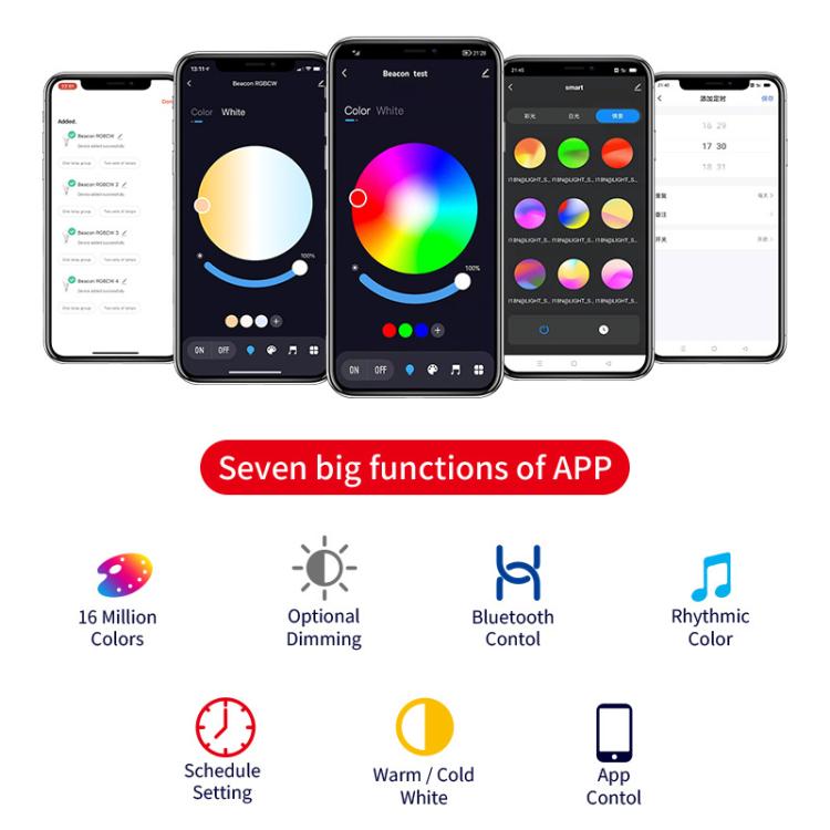 Plafonnier intelligent Tuya Bluetooth rond encastré RGBCW à couleurs changeantes, dimmable, Tuya Bluetooth 10W 85-265V