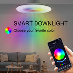 Plafonnier intelligent Tuya Bluetooth rond encastré RGBCW à couleurs changeantes, dimmable, Tuya Bluetooth 10W 85-265V