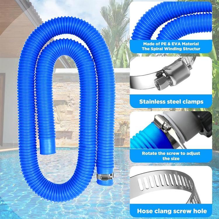 Tuyau de piscine 32mm + connecteur + tournevis pour Intex 300 GPH/530 GPH, tuyau blanc 1,5m, tuyau bleu 1,5m, tuyau bleu 1m, tuyau blanc 1m