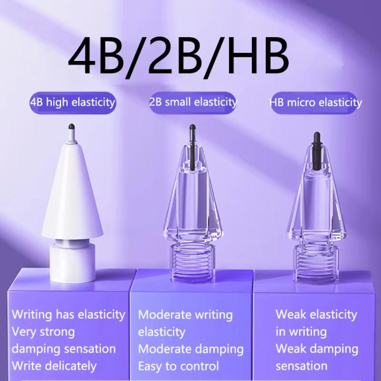 Pour Apple Pencil 2 / 1 Pointe élastique Sonde souple Silencieuse de remplacement, 4B Blanc, 4B Transparent, 2B Blanc, 2B Transparent, HB Blanc, HB Transparent