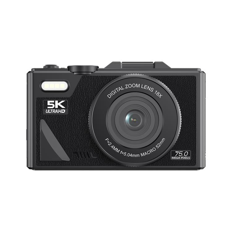 Appareil photo numérique HD W1 5K 75MP Zoom numérique 18X Enregistreur vidéo WiFi avec écran rabattable, W1 Blanc, W1 Noir