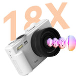 Appareil photo numérique HD W1 5K 75MP Zoom numérique 18X Enregistreur vidéo WiFi avec écran rabattable, W1 Blanc, W1 Noir
