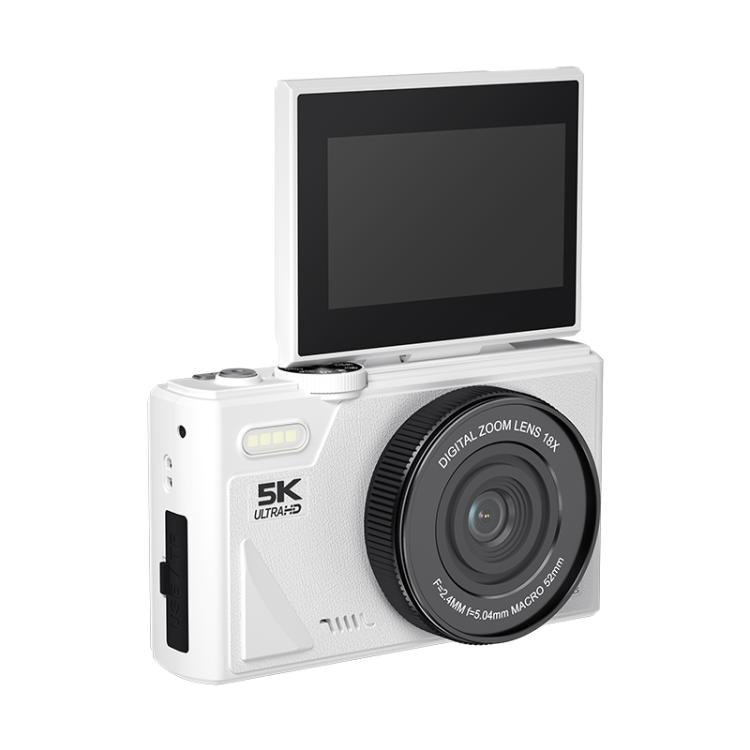 Appareil photo numérique HD W1 5K 75MP Zoom numérique 18X Enregistreur vidéo WiFi avec écran rabattable, W1 Blanc, W1 Noir